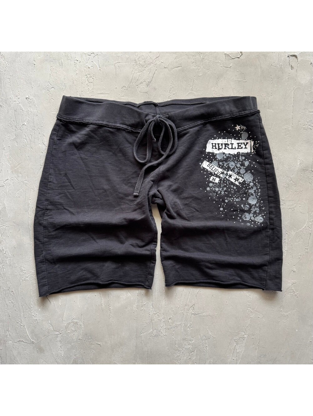 Vintage Y2K Hurley Faded Black Lounge Surf Skate Sweat Shorts L